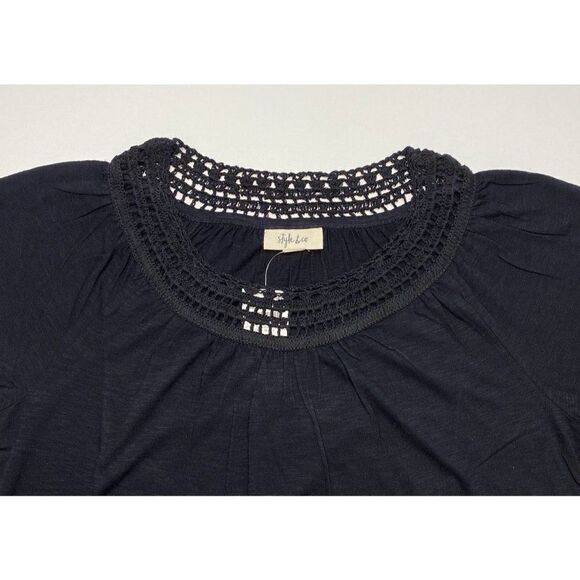Style & Co Black Crochet Neck T‎ Shirt Sz Medium NEW - Picture 4 of 6